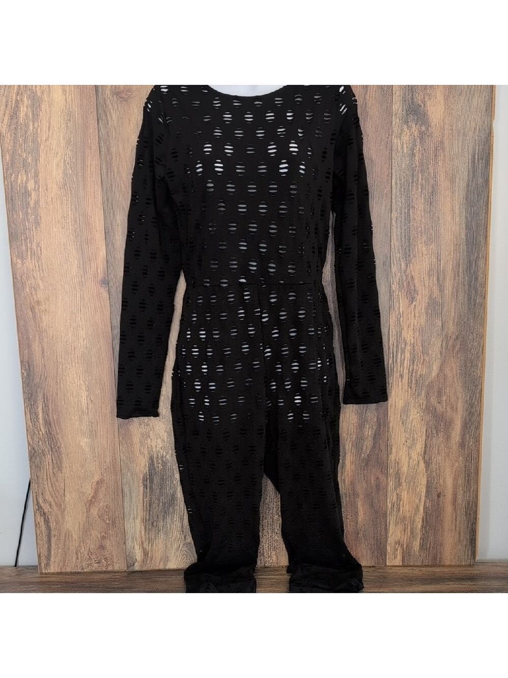 Fashion Nova Black Mesh Fitted Jumpsuit New XL                              M240